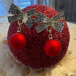 Trendy Jewels Red and Gold Bow Earrings